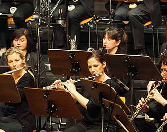 Flöten- und Klarinettenspieler beim Musizieren
